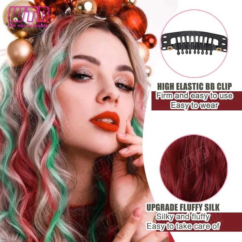 10Pcs Colored Synthetic Extension Wigs BB Clip Style Straight Hair Extensions Suitable for Women to Wear at Holidays and Parties — image 3