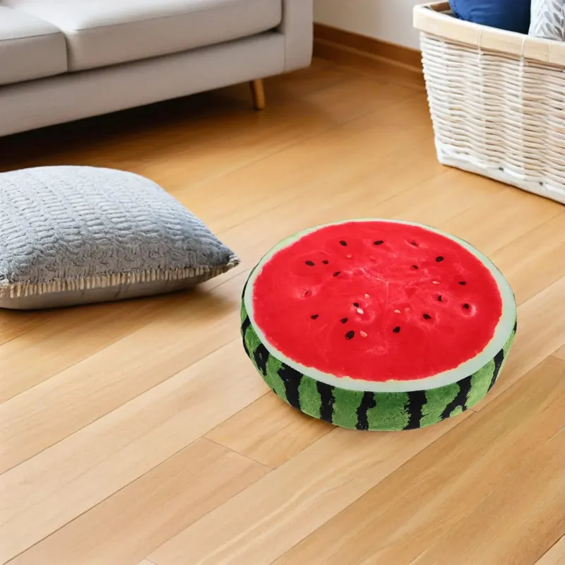 Watermelon Shaped Pillow 3D Realistic Design Soft Comfortable Decorative Throw Cushion for Living Room Bedroom Sofa Seat Pad