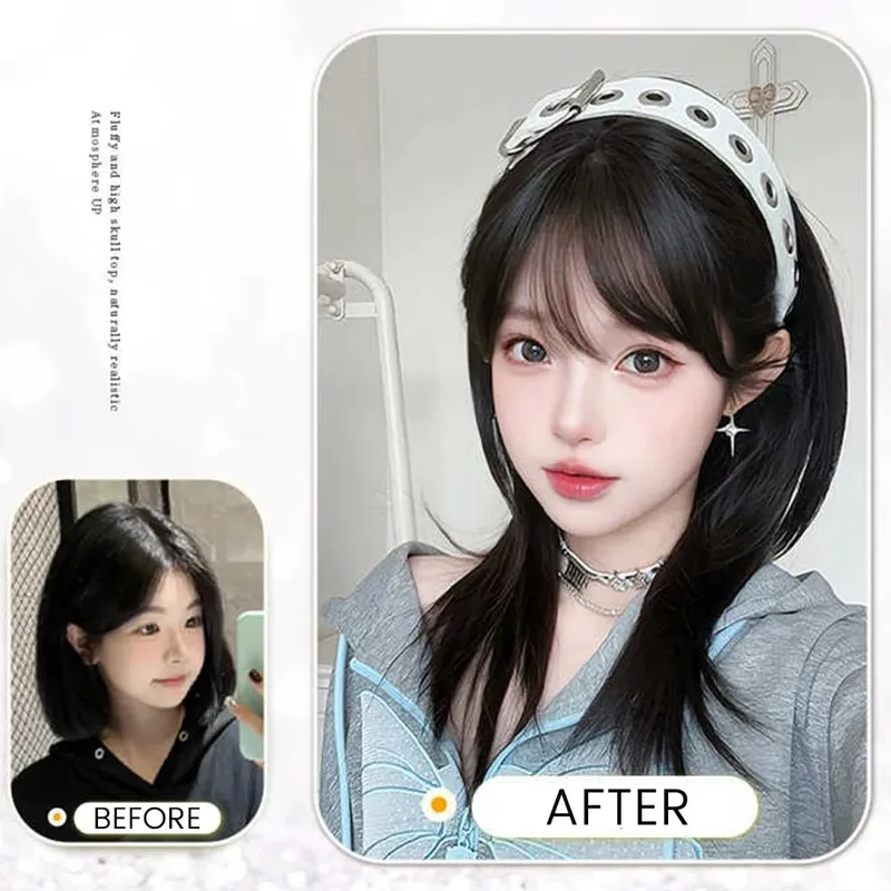 12Inch Synthetic Long Straight Layered U-Shaped Clip-in Hair Extension BB Clip Heat Resistant Hairpiece for Women — image 3