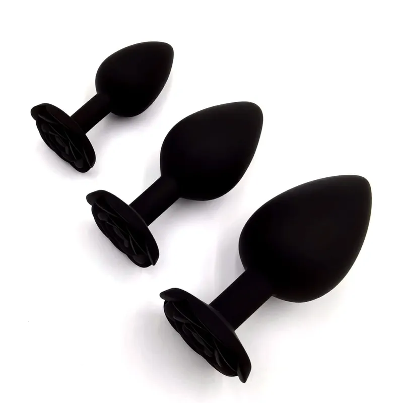 Soft Silicone Rose Flower Anal Plug Beginner To Expert 3 Sizes Butt Plug Anus Trainer Dildos Adule Sex Toys For Couple Women Men — image 5