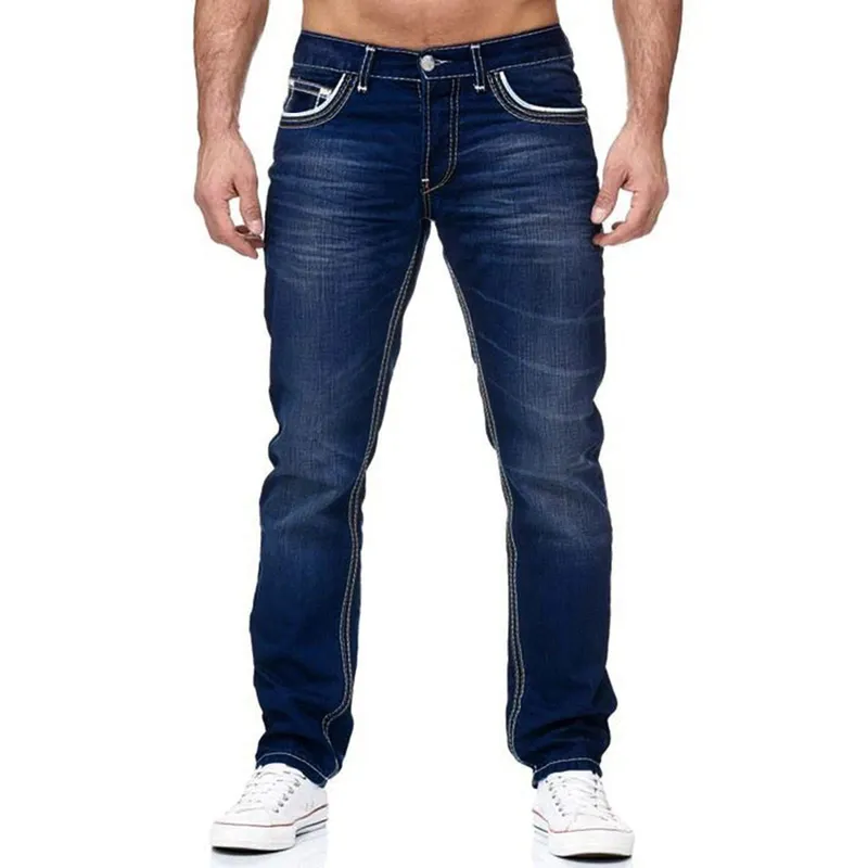 Straight Jeans Men Washed no hole Jean Spring Summer Boyfriend Jeans Streetwear Loose Cacual Designer Long Denim Pants Trousers — image 8
