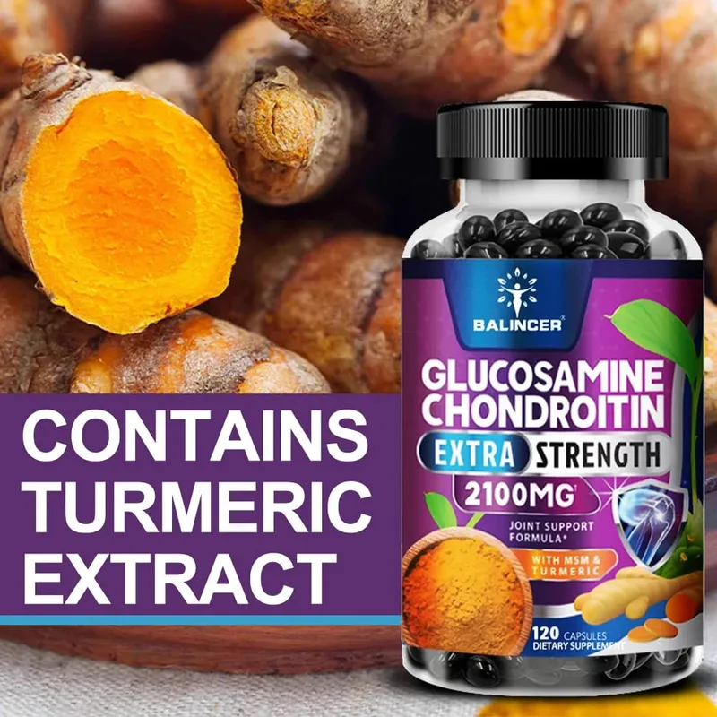 Glucosamine Chondroitin Capsules with Turmeric Root for Support Stress Relief Bone Joint & Immune Health Dietary Supplement — image 5