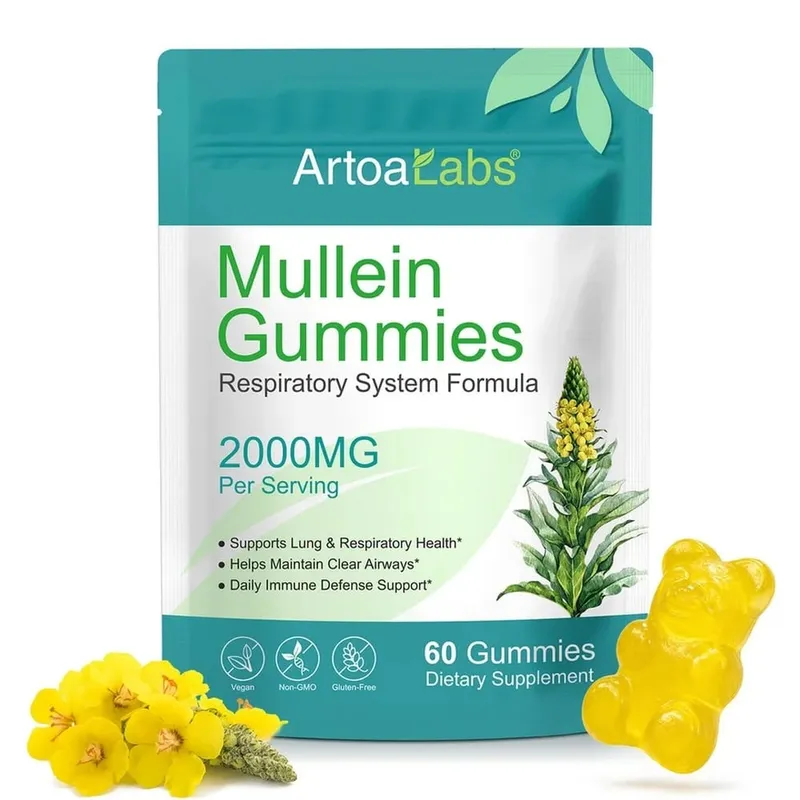 ArtoaLabs Mullein Gummies 2000mg 50:1 Extract for Respiratory Health & Clear Airways Supports Daily Immune Defense 60 Gummies — image 8