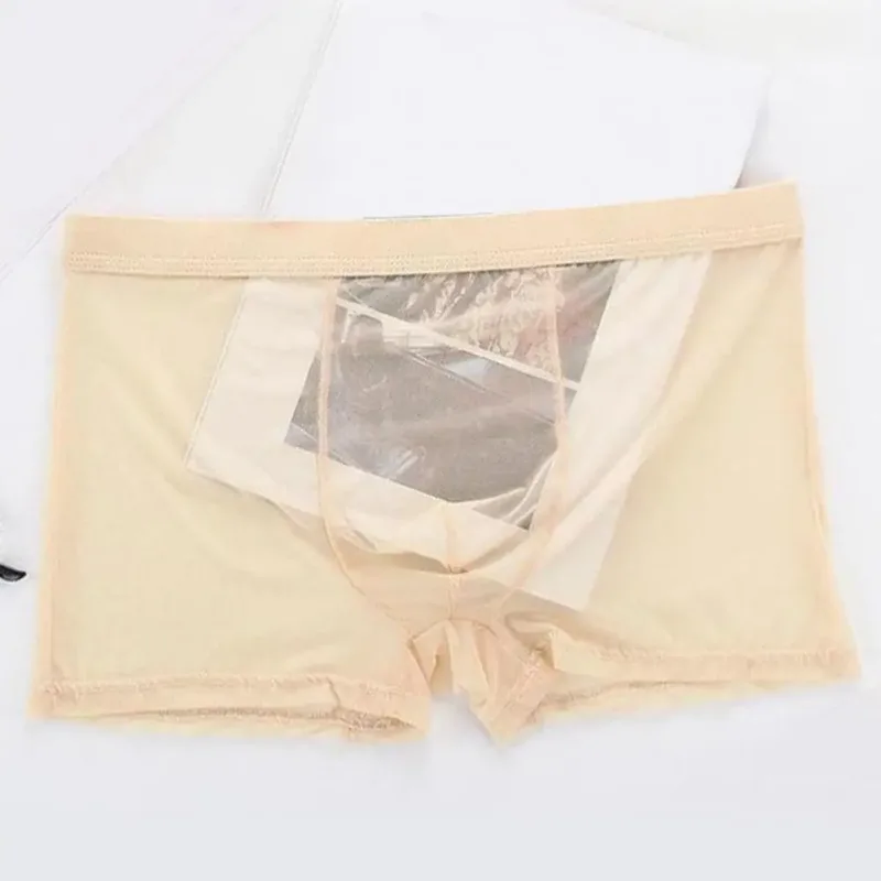 Mga Transparent na Boxer para sa Mga Lalaki na See Through Panlalaking Panloob na Sexy Mesh Low Waist Ice Silk Manipis na Nakakapalamig na Panti ng Lalaki na Panloob na Panloob — image 3
