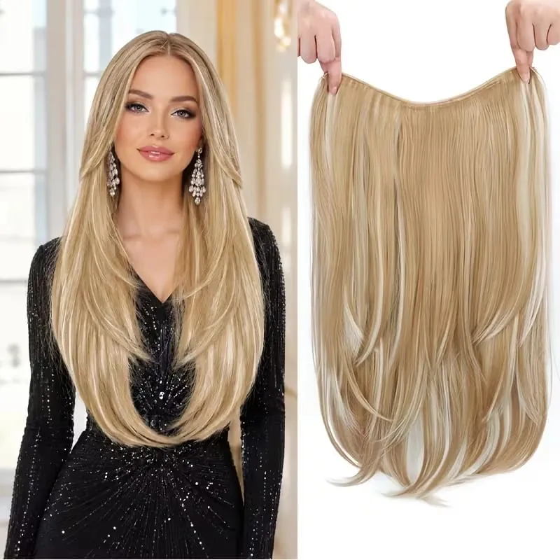 22Inch Synthetic Long Straight Multi Layer Hair Extension BB Clip Style Fiber Hairpiece for Women Daily Wear Confident Elegant — image 15