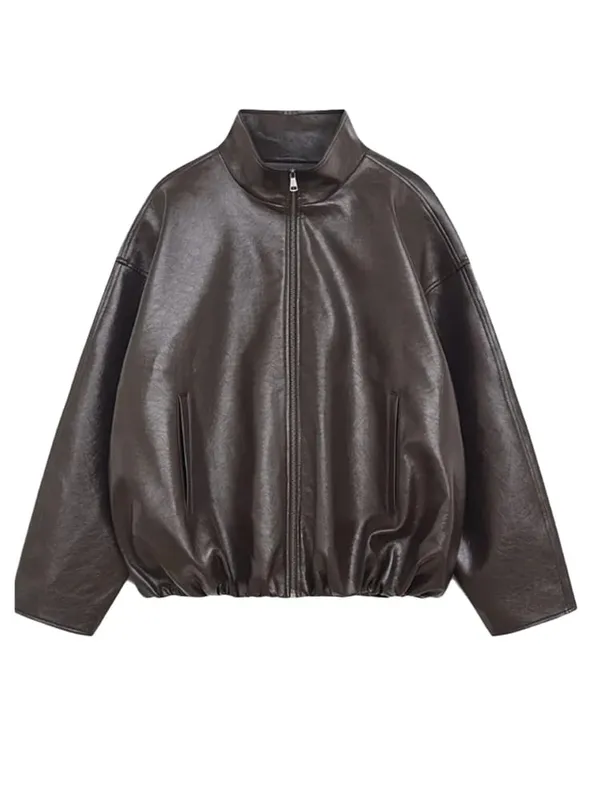 Vintage Green Leather Skirt Sets Women Fashion Solid Strapless Short Skirts Zipper Jacket Outfits Lady Daily Highstreet Outfit — image 15