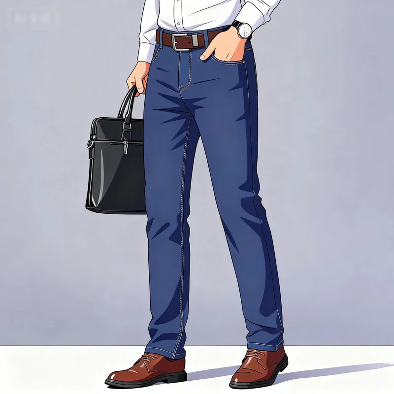 Men's Casual Straight Stretch Jeans 2026 Spring Autumn New Classic Blue Black Work Denim Trousers Fashion Male Brand Clothing — image 4