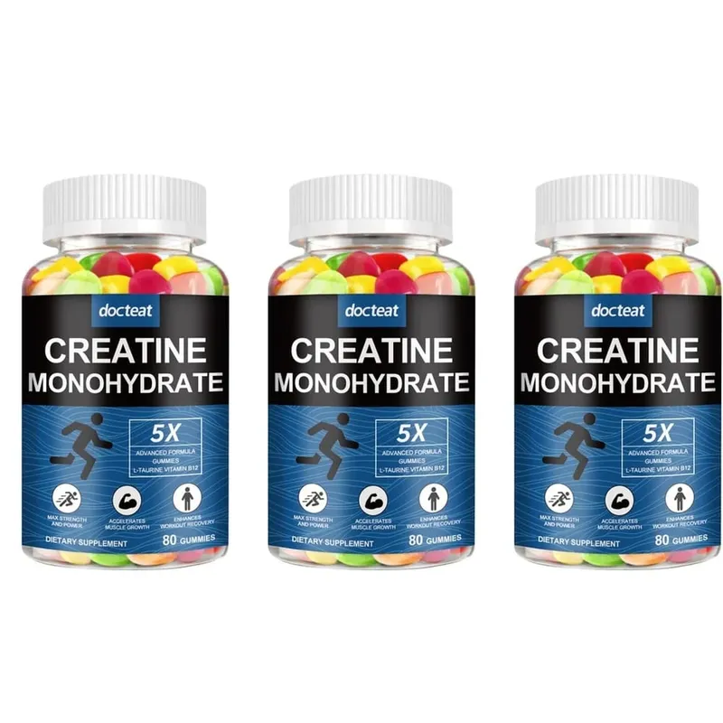 Docteat Creatine Monohydrate Gummies Chewable for Strength and Power Supports Muscle Growth and Workout Recovery 80 Gummies — image 9