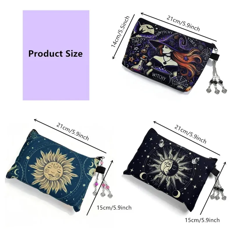 Tarot Cards Pouch Storage Witch Divination Accessories Jewelry Astrology Dice Makeup Bag L791 — image 5