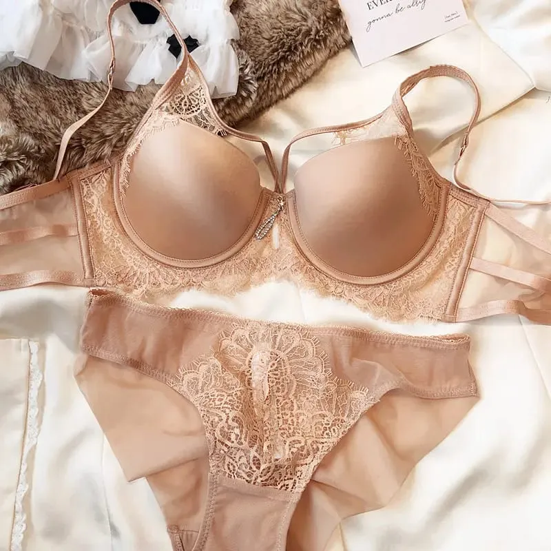 Sexy Hollow Push Up Bra Set Seamless Glossiness Comfort Women Underwear Classic Bandage Design Temptation Bras and Panties Sets — image 8
