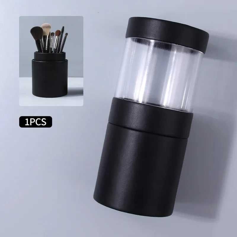 1PCS Black Makeup Brush Holder Transparent Top Storage Case for Cosmetic Brushes — image 1