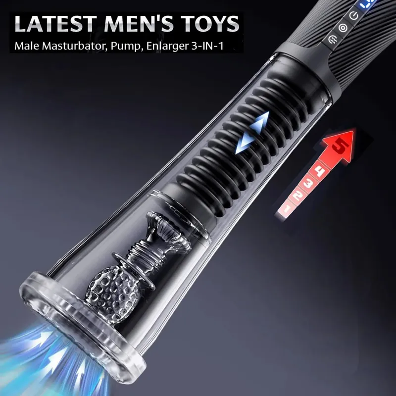 Automatic Male Masturbators Penis Pump Sex Machine Stroker Vacuum Pump Adult Sex Toys for Men 5 Suction Levels 6 Training Modes — image 4