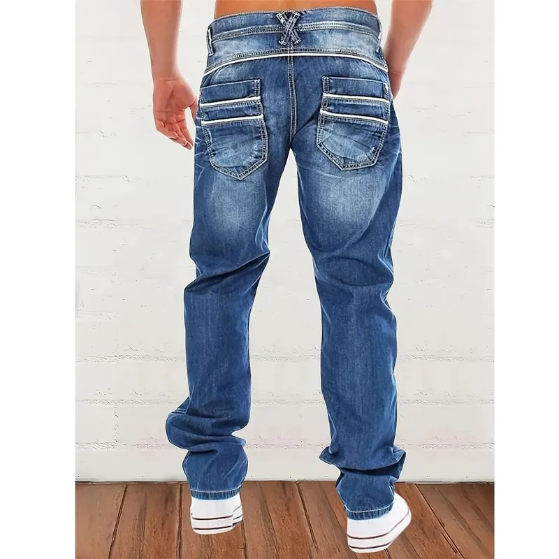 New Men's Retro Loose Casual Straight Leg Jeans Comfortable Classic Fit Men's Denim Pants — image 3