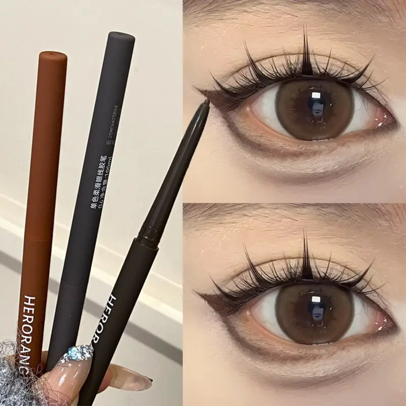 Ultra-fine Gel Eyeliner Pencil Black Brown Under Eye Liner Pen Waterproof Matte Lying Silkworm Quick Drying Lasting Eyes Makeup — image 1
