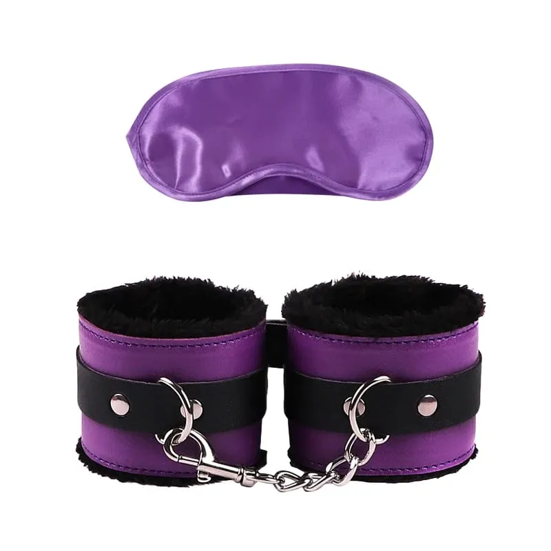 Sex Toys For Women Bdsm Set Sexy Leather Plush Sex Toys Bondage Kit Handcuffs Feather Blindfold Fetish Flirt Goods For Adults — image 14
