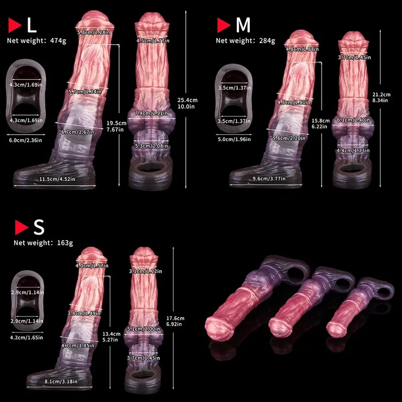 Soft Dog Knot Penis Sheath Fantasy Horse Dildo Sleeve Delay Ejaculation Ring Male Dick Girth Enlarger&Extender Sex Toy — image 3