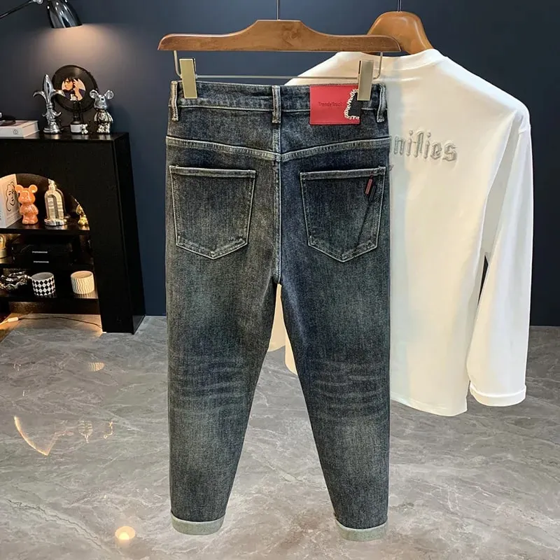 2025 New Micro Haren Conical Jeans for Men's Autumn Trendy Versatile Casual Elastic Loose Small Legged Pants — image 8