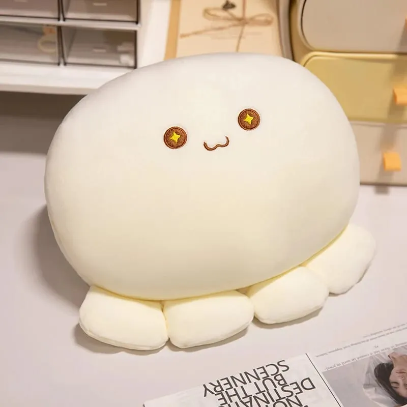 35cm Bantal Mewah Sotong Lembut Sumbat Bentuk Bola Haiwan Akuatik Tangan Hangat dengan Lubang Lebih Panas Muka Comel Plushie Sokongan Belakang — image 6