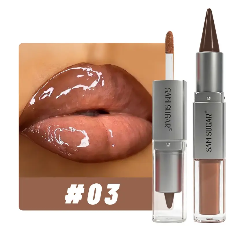 2 σε 1 Lip Liner & Lip Gloss Dual Ended Hydrating Non Stick Lipstick Matte Velvet Outline Crayon με γυαλιστερό γυαλιστερό Lip Glaze — image 1