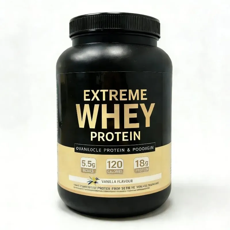 Whey Protein Powder 18g Protein 5.5g BCAA Vanilla Post-Workout Muscle Recovery & Growth Support 120 Cal 33 Servings Gym Fitness
