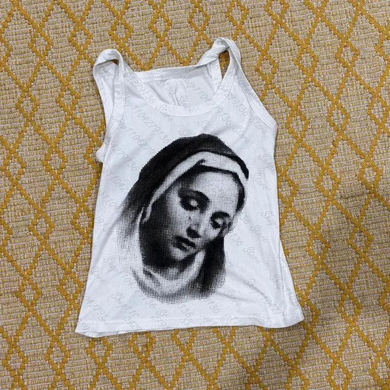 top mujer Tanks & Camis Tops Print Crop Top Clothes Grunge Corset Streetwear Baby Tank clothing Shoujo Girl Style Y2k Clothes