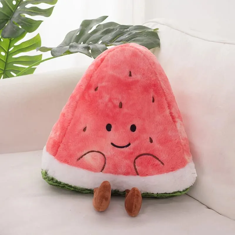 23/45cm Cute Watermelon Slice Plush Pillow Smiling Face Cute Triangular Fruit Red Cushion with Legs Plushie Decoration Gift — image 5