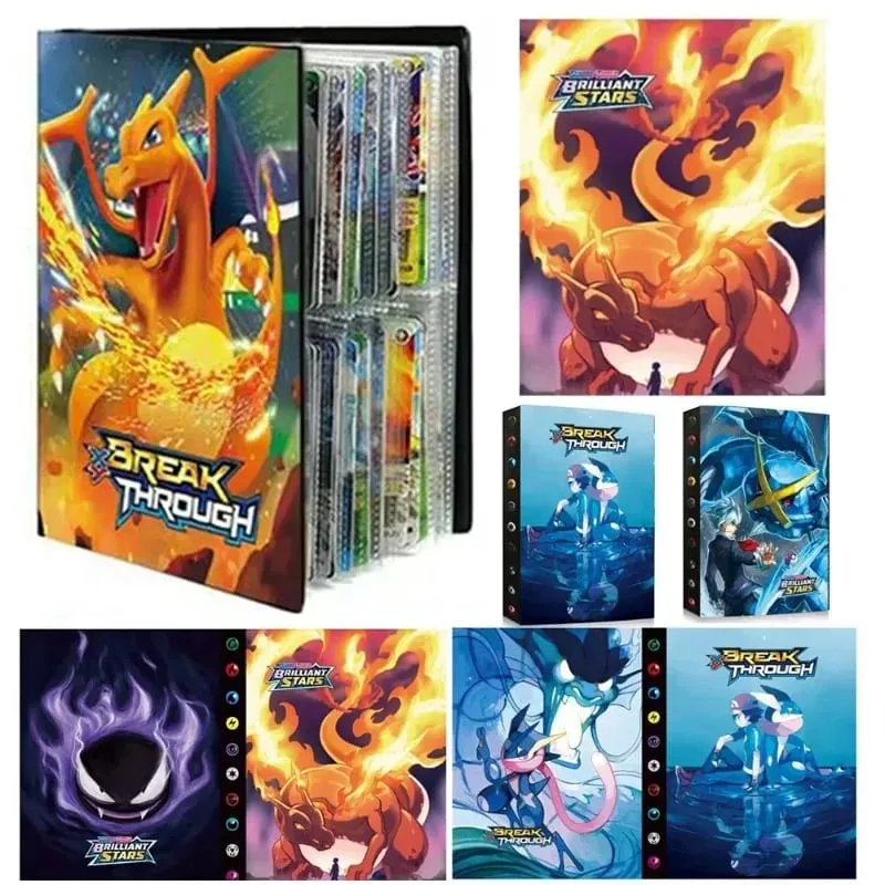 240pcs Fire Dragon Card& Diablo-Fire Dragon Card Book Charizard Cards Album Book Game Card VMAX GX Holder Binder Series Gift
