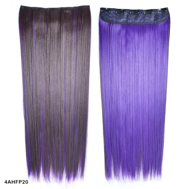 Jeedou Clip-in Hair Extension 5Clips One Piece Straight Synthetic Hairpiece Blue Brown Green Red Highlighted Piano Color — image 6