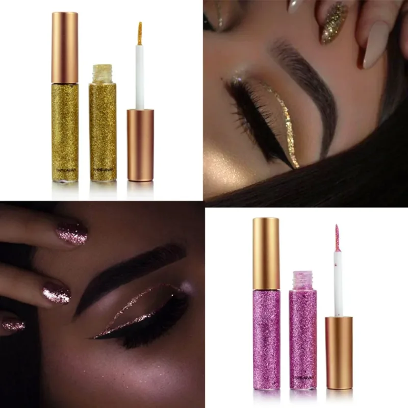 Glitter Liquid Eyeliner Pen Sparkly High Shine Pigment Stage Diamond Eyeshadow Long Lasting Waterproof Eye Makeup