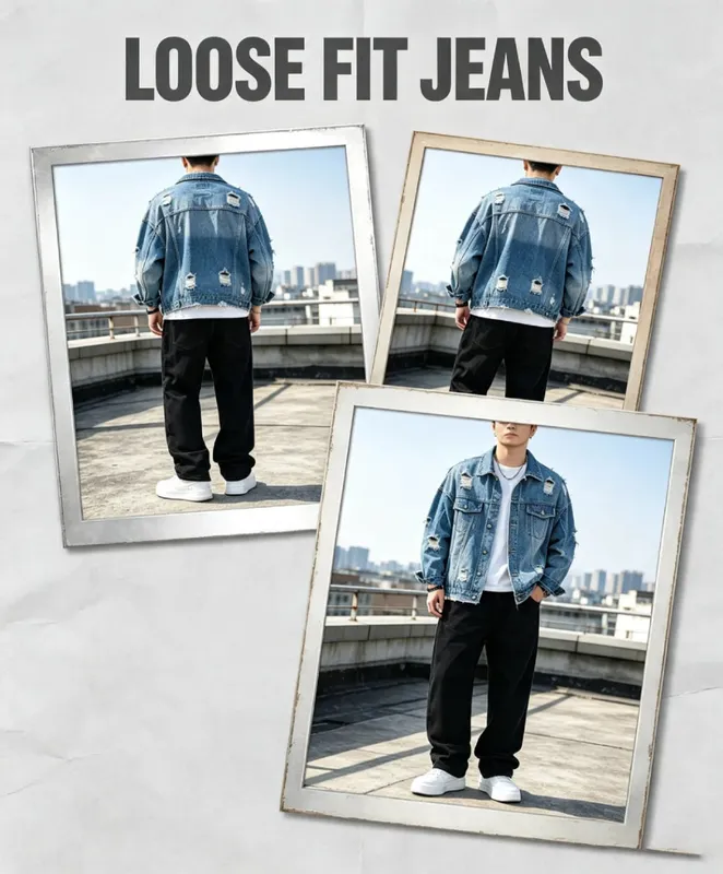 Men Wide Leg Jeans Loose Straight Denim Pants Casual Baggy Trousers Streetwear Hip Hop Daily Wear Fashion Mens Casual Bottoms — image 9