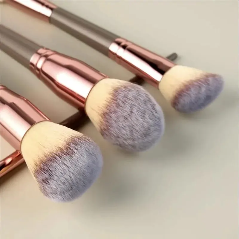 15-Piece Makeup Brush Kit Portable Vegan Cosmetic Brush Set with Travel Bag Soft Synthetic Hair Face Eye Beauty Tools