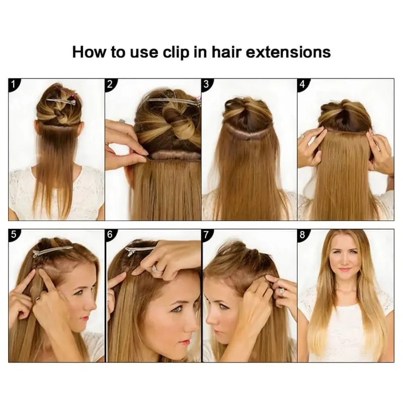 Synthetic 24Inch Hair Extensions OnePiece 5 Clips Long Straight Hairstyle Heat Resistant Fake Hairpiece For Women Natural Brow — image 5