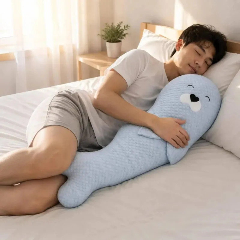 Plush Long Pillow for Hugging Sleep Supportive Body Cushion Cozy Animal Shaped Decor Comfortable Rest for Adults Bed — image 3