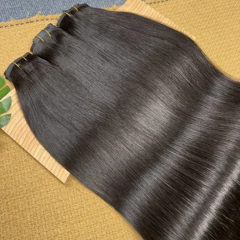 Bone Straight Clip In Human Hair Extensions Unprocessed Raw Hair Extensions Full Head Seamless Clip Ins Extension 100g/7pcs — image 6
