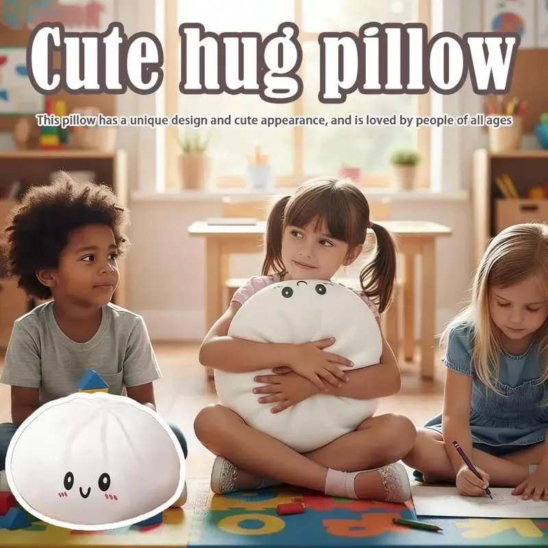 Large Simulation Bun Pillow Stress Relief Ball Fidget Sensory Toy Food Squishy Bun Squeeze Dough Ball Fun Gifts Anti-Anxiety