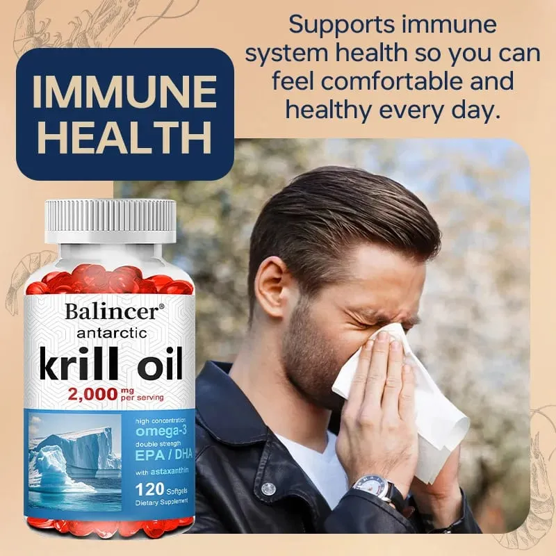 Antarctic Krill Oil 2000mg Supplement 3X Strength Natural Source of Omega-3s EPA 240mg + DHA 160mg + Astaxanthin 800mcg — image 4