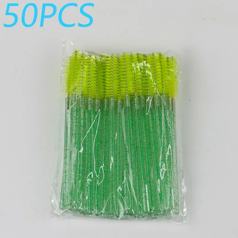 50pcs Crystal Rod Disposable Eyelash Brushes Eyelash Comb Eyebrow Comb Eyelash Curl Spiral Multi purpose Portable Makeup Brush