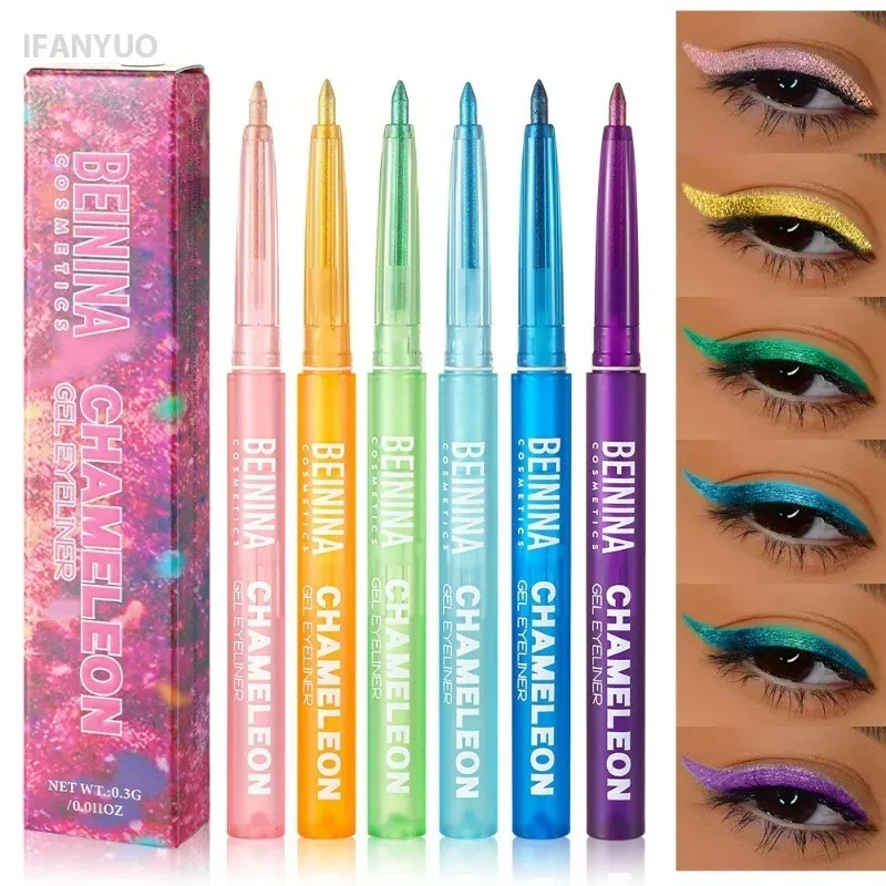 Metallic Chameleon Gold Eyeliner Gel Pen Pearlescent Polarized Glitter Green Inner Eye Liner Shiny Multicolor Soft Eyes Pigment