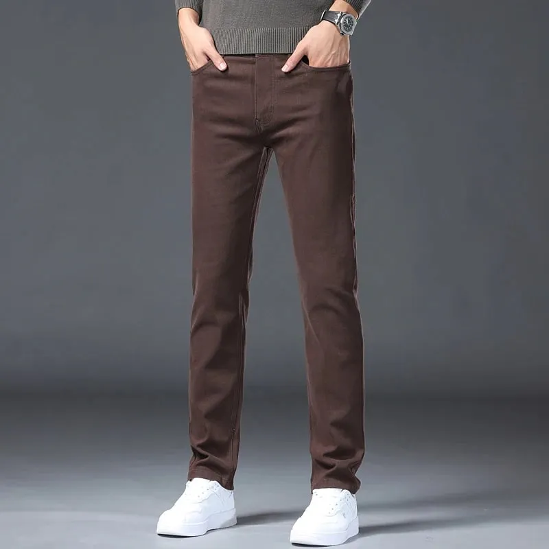 2026 98% Cotton Elastic Cotton Jeans Men's Spring Slim Straight Denim Pants Comfort Large Size Korean Business Casual Trousers — image 5