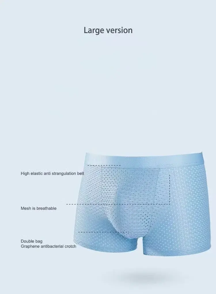 5pcs Men's Underwear Ice Silk Mesh Men Boxer Shorts Plus Size Panties Sexy Men Boxer Summer Breathable Light Thin Underpants — image 4