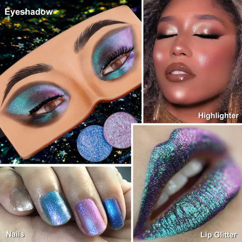 4 Colors Vegan Chameleon Eyeshadow Palette Private Label Makeup Wholesale Custom Logo Color Shift Eye Shadow — image 3