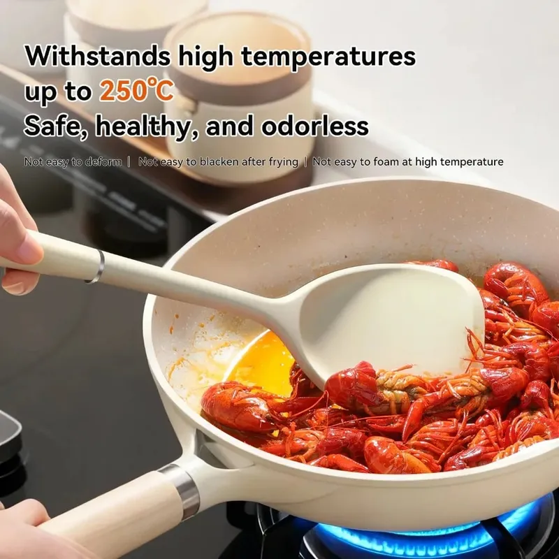 New Improved Kitchen Cooking Utensil 3-Piece Set - Silicone Spatula Rice & Soup Spoon Heat Resistant Non-Stick Cooking Tools