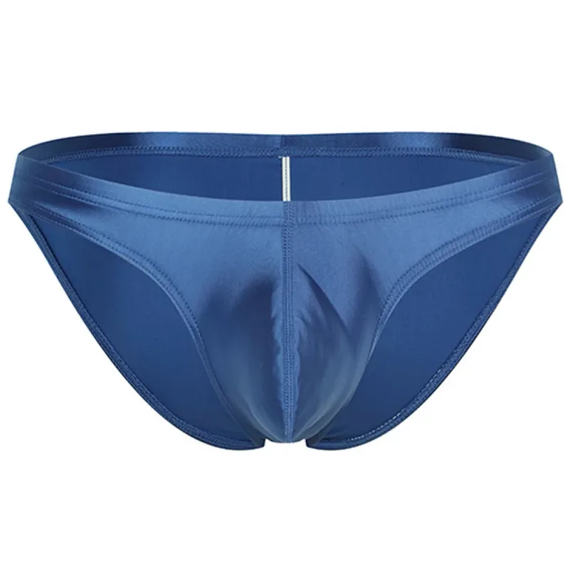 Mens Oil Shiny Glossy Silk Briefs Underwear Pouch Underpants Breathable Panties Low Rise Male Underpant Bikini — image 5