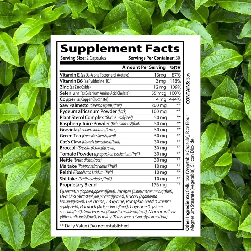 Men's Health Prostate Support Supplement - Saw Palmetto Lycopene Pygeum Pumpkin Seed Extract β - sitosterol -60 capsules — image 4