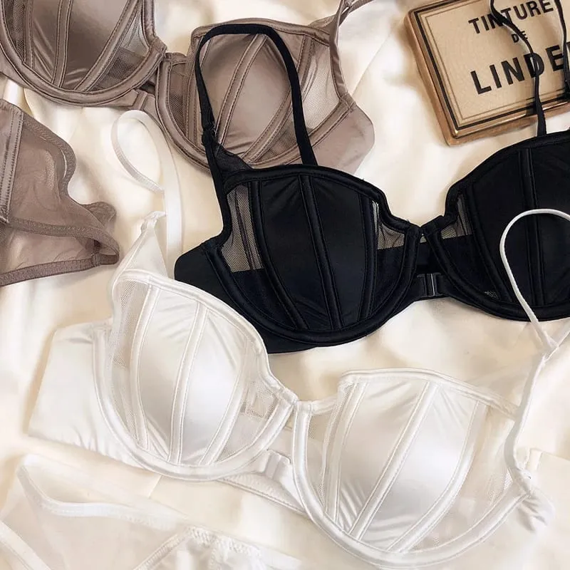 Summer Lace Thin Cup Women Underwear Front Buckle Push Up Bra Set Adjustable Strap Brassiere Beautiful Back Lingerie — image 5