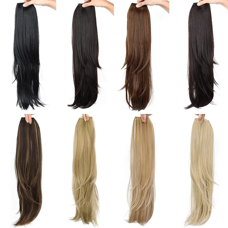 22Inch Synthetic Long Straight Multi Layer Hair Extension BB Clip Style Fiber Hairpiece for Women Daily Wear Confident Elegant — image 8