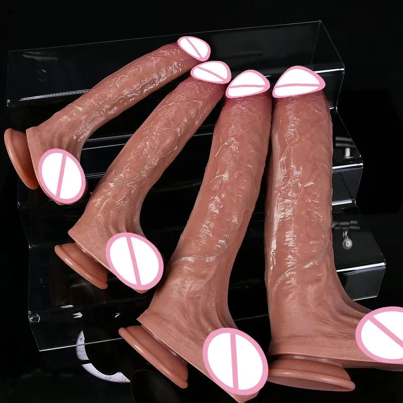 Realistic 4Sizes Soft Big Dildo Double Silicone Suction Cup Penis Couples Masturbation Soft Cock Woman Man Anal Adult Sex Toy