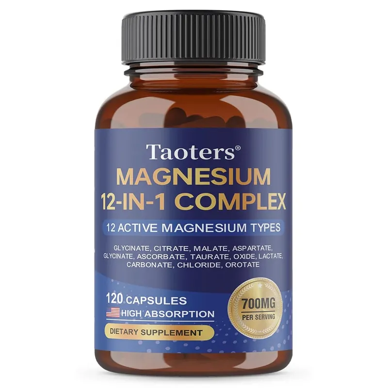 Integratore complesso 12-in-1 di magnesio – Miscela di glicinato citrato malato e taurato ad alto assorbimento da 700 mg per il sonno dei nervi muscolari