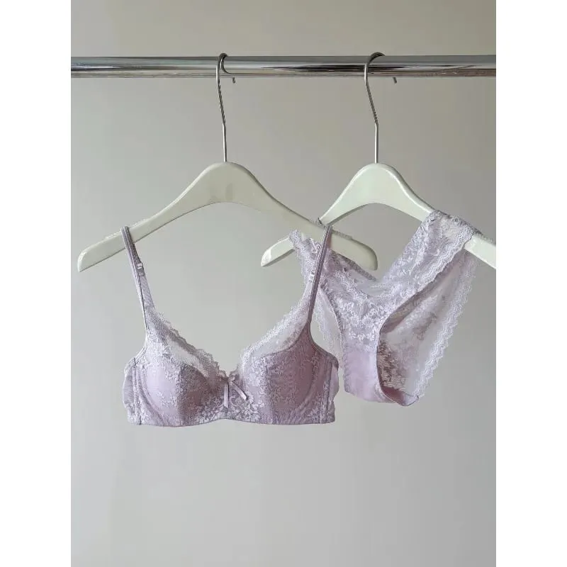 French Style Lace Underwire Bra | Half Cup Push Up Bra Large Bust Summer Lightweight Slimming Anti Sag Lingerie Set BANERDANNI — image 6