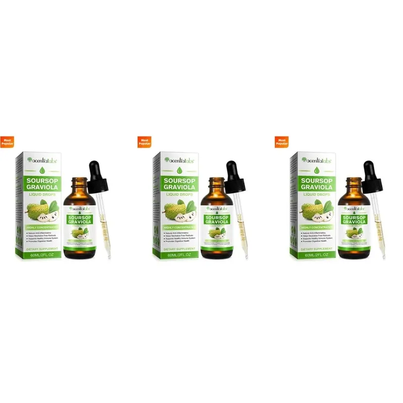 AcentiLabs Soursop Graviola Liquid Drops Vitamin C Supports Digestive Health Immune System Free Radical Defense 60ml for Adults — image 10